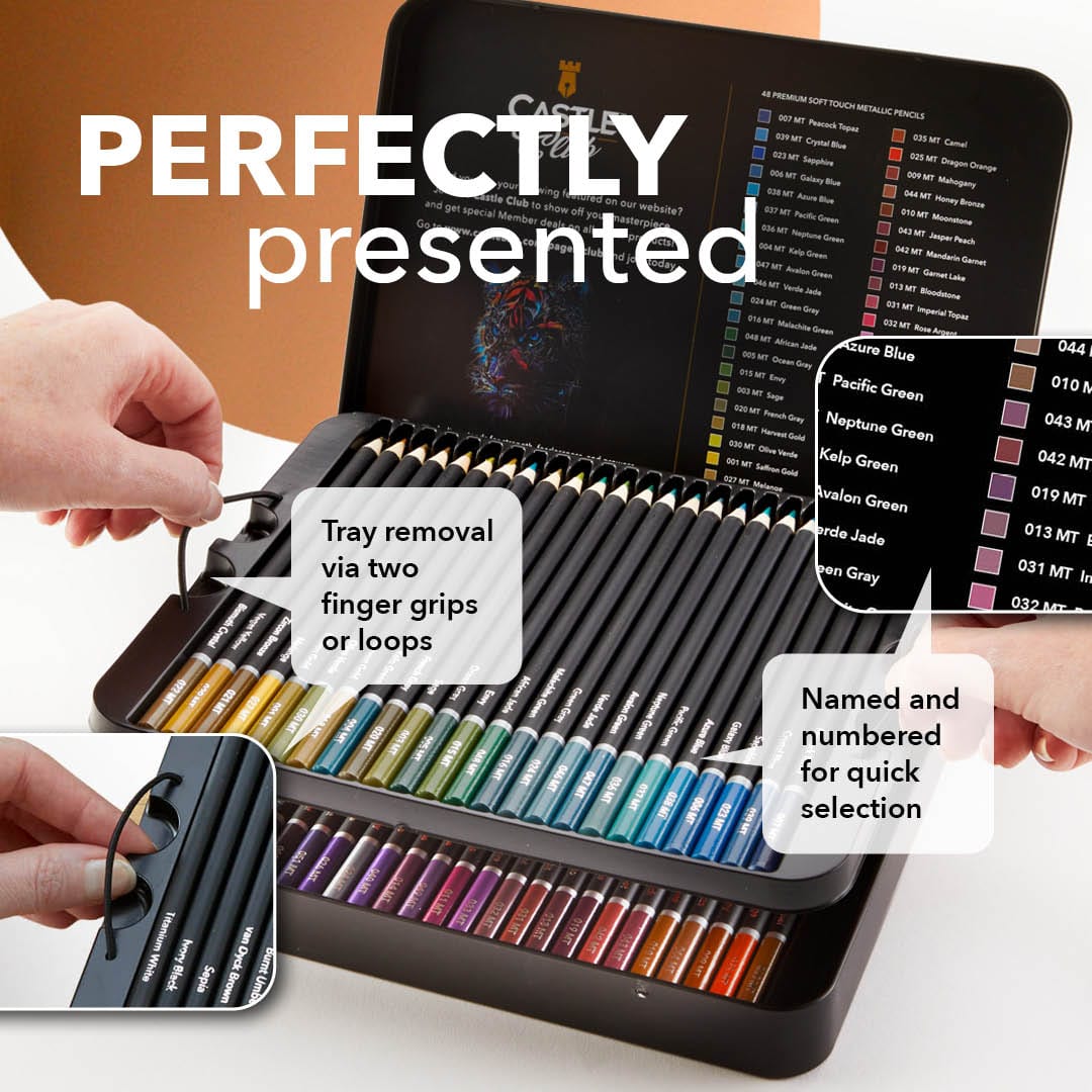 120 Piece Colored & Metallic Pencils in Tin Bundle