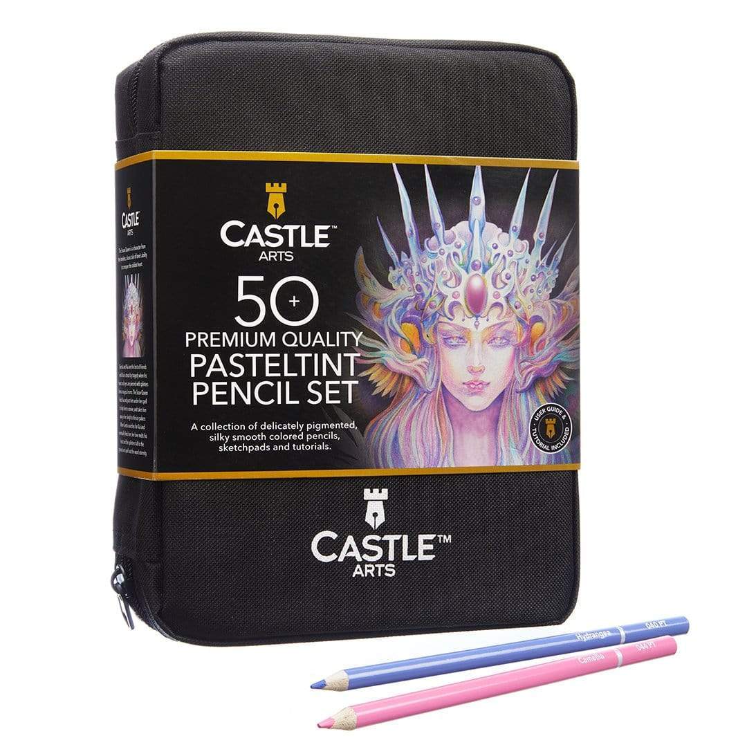 50 Piece Pasteltint Colored Pencil Set in Zip Up Case