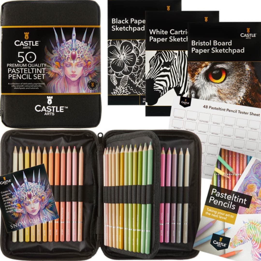 100 Piece Metallic & Pasteltint Colored Pencils Zip Bundle