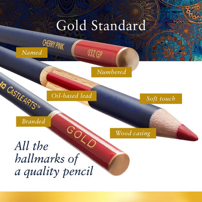 72 Piece Castle Gold Colored Pencil Set in Zip Up Case