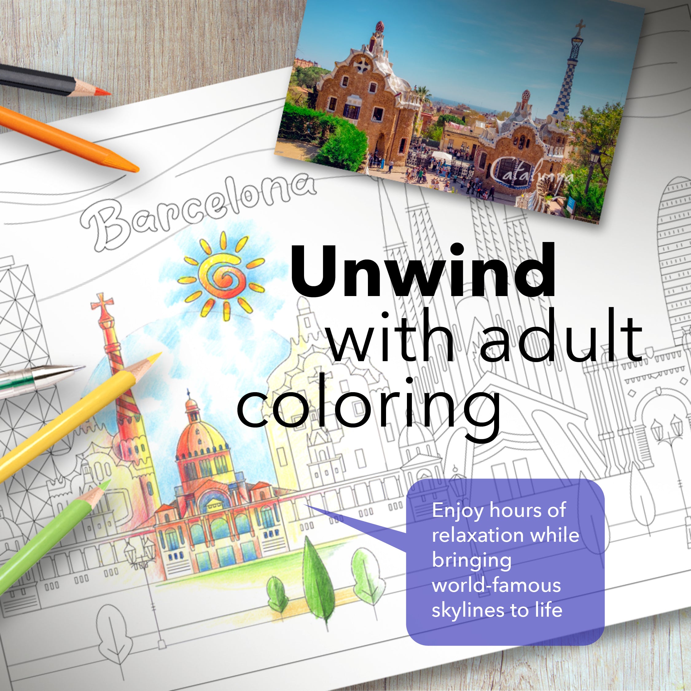 Printable Scenic Cityscapes Coloring Book [Digital Download]