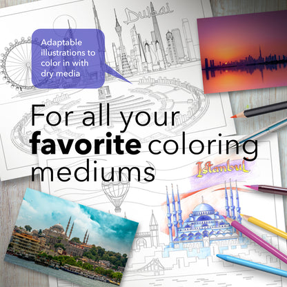 Printable Scenic Cityscapes Coloring Book [Digital Download]