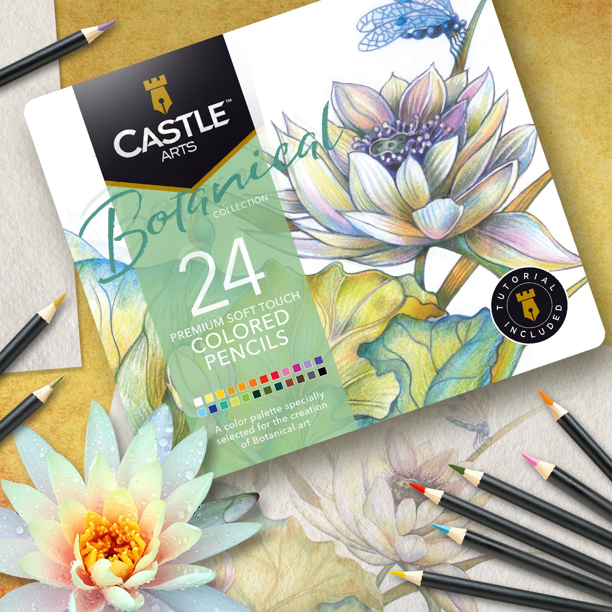 24 Piece Botanical Colored Pencil Set in Display Tin