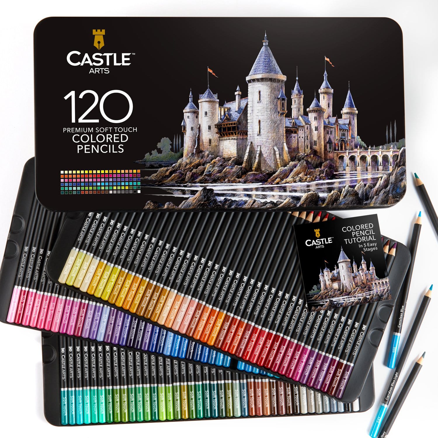 168 Piece Colored & Metallic Pencils Tin Bundle