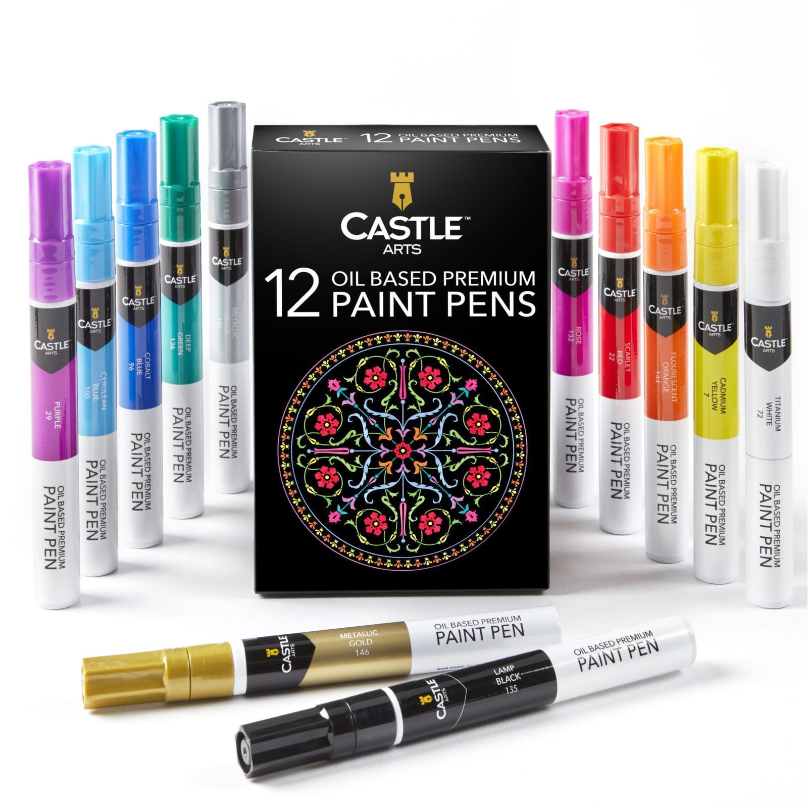 12 Piece Multi-Surface Oil Based Paint Pens Set