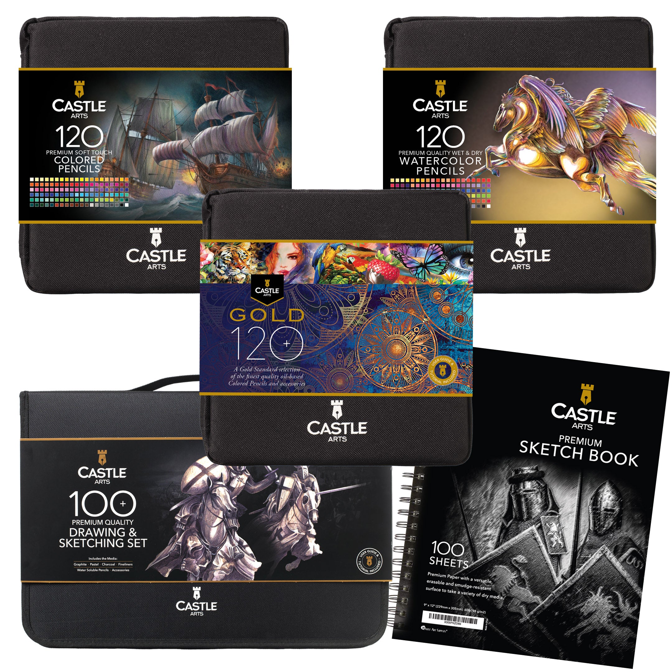 462 Piece Expert Drawing and Coloring Zip Case Bundle