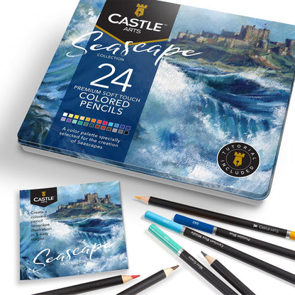 24 Piece Seascape Colored Pencil Set in Display Tin